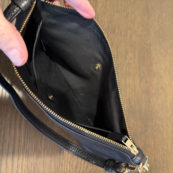 Coach Black Leather Wristlet with Gold Accents - Picture 4 of 7